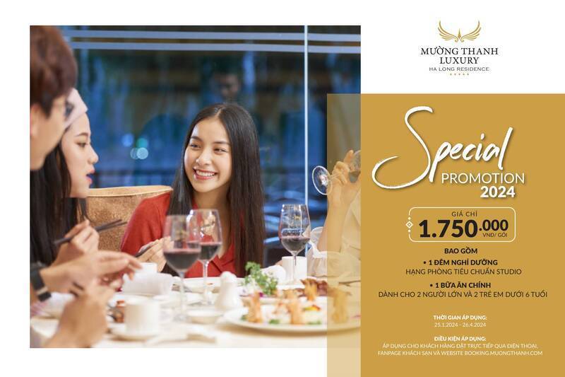 [SPECIAL PROMOTION  HALONG]  A 2-day & 1-night stay + Free a meal for 02 adults and 02 children under 06 years old