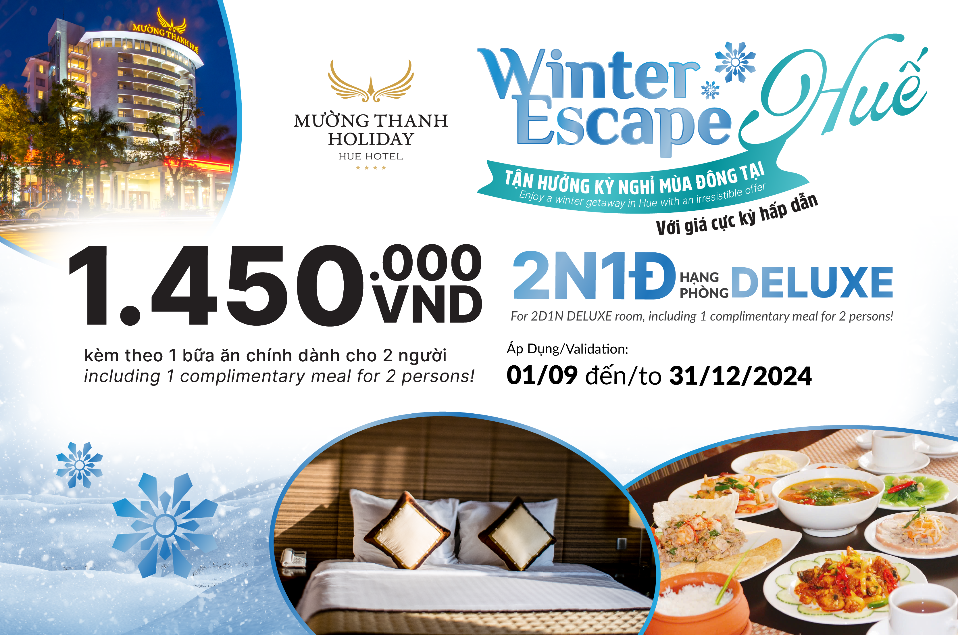 [WINTER ESCAPE | HUẾ] Nghỉ dưỡng 2N1Đ + 01 bữa ăn chính