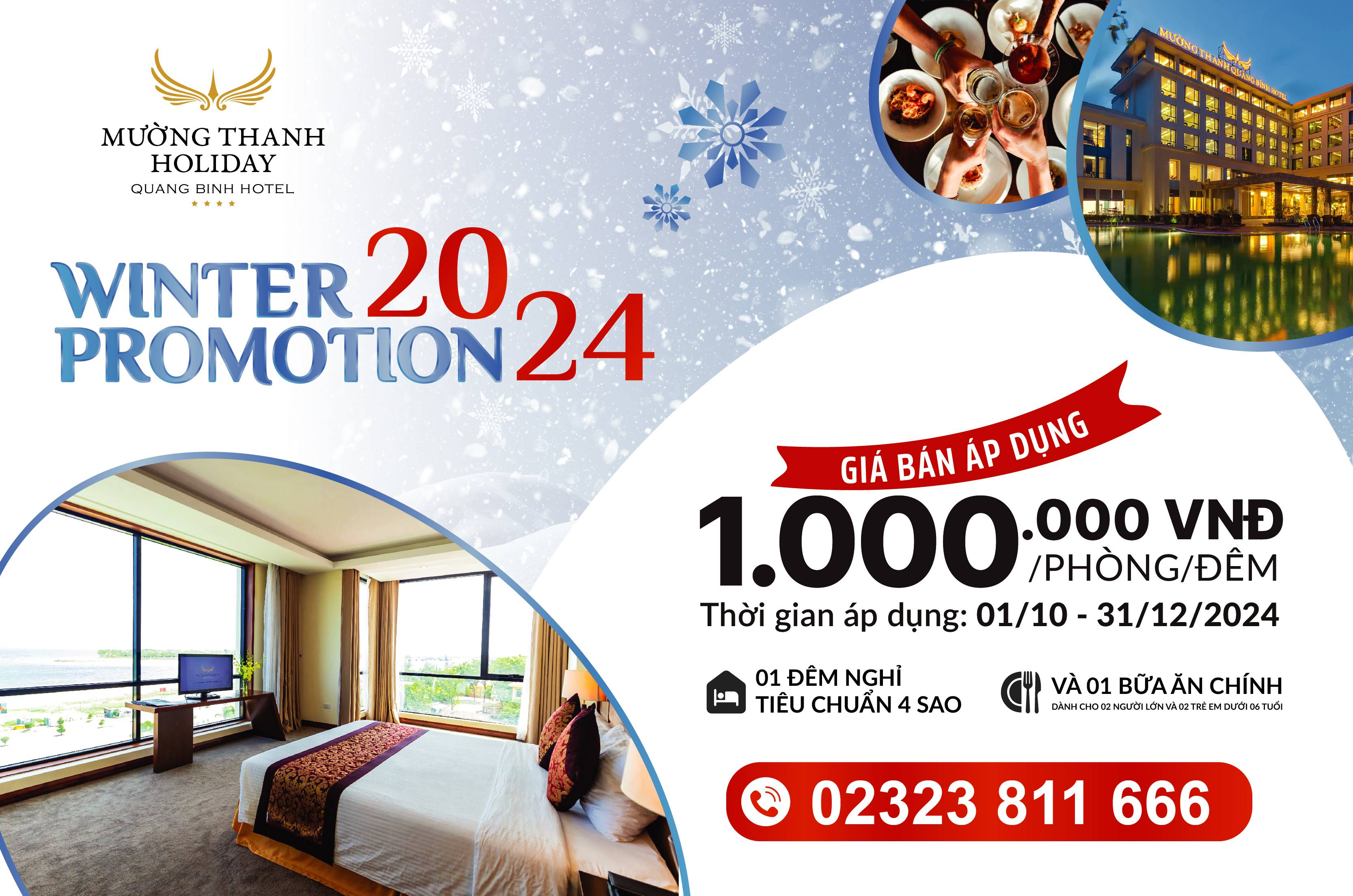 [WINTER PROMOTION | QUẢNG BÌNH] Nghỉ dưỡng 2N1Đ + 01 bữa ăn chính dành cho 02 người lớn và 02 trẻ em dưới 6 tuổi