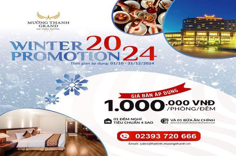 [WINTER PROMOTION  HÀ TĨNH] - Nghỉ dưỡng 2N1Đ + 01 bữa ăn chính dành cho 02 người lớn và 02 trẻ em dưới 6 tuổi