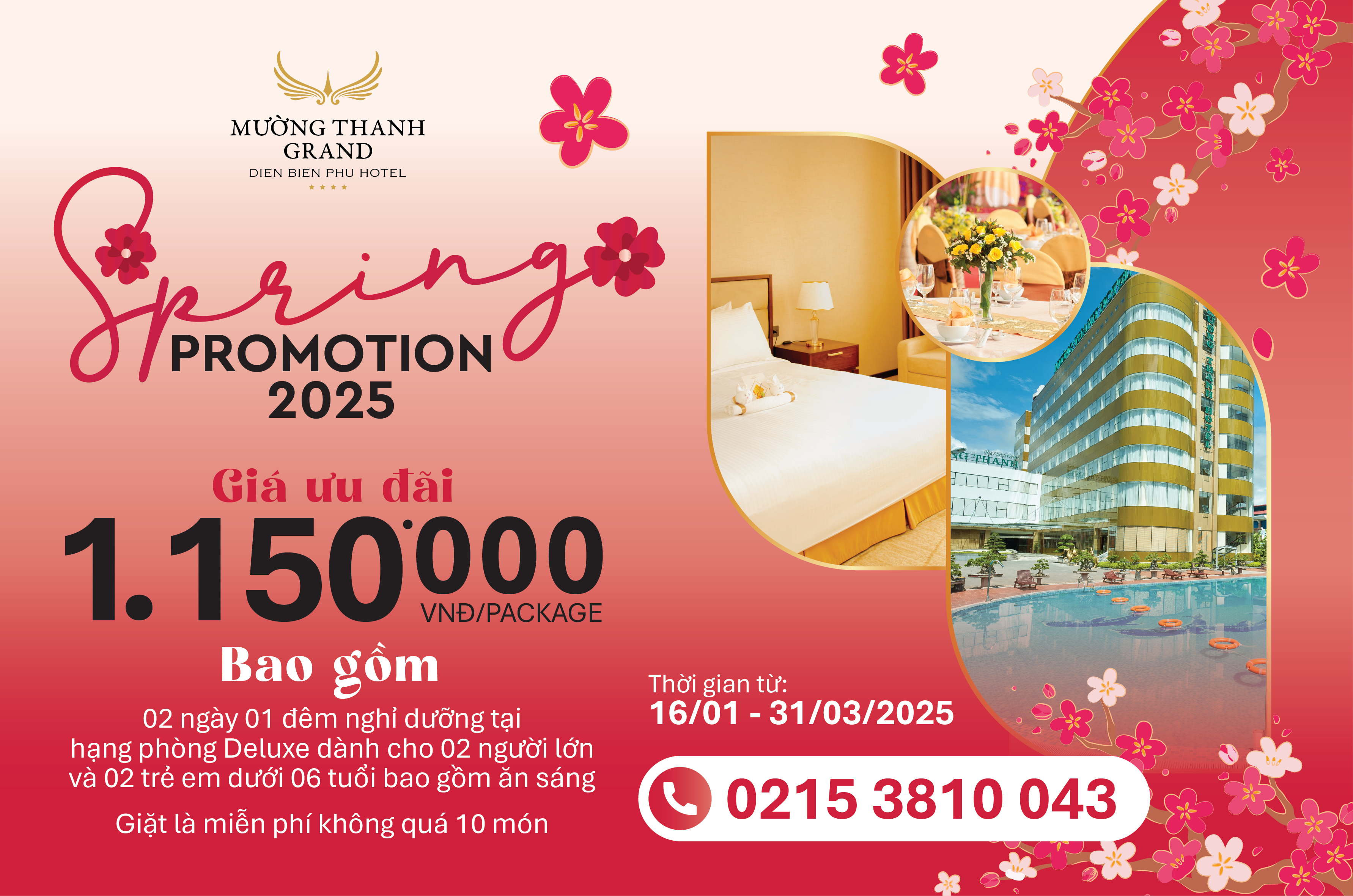 [SPRING PROMOTION 2025] Nghỉ dưỡng 2N1Đ + Miễn phí giặt là không quá 10 món