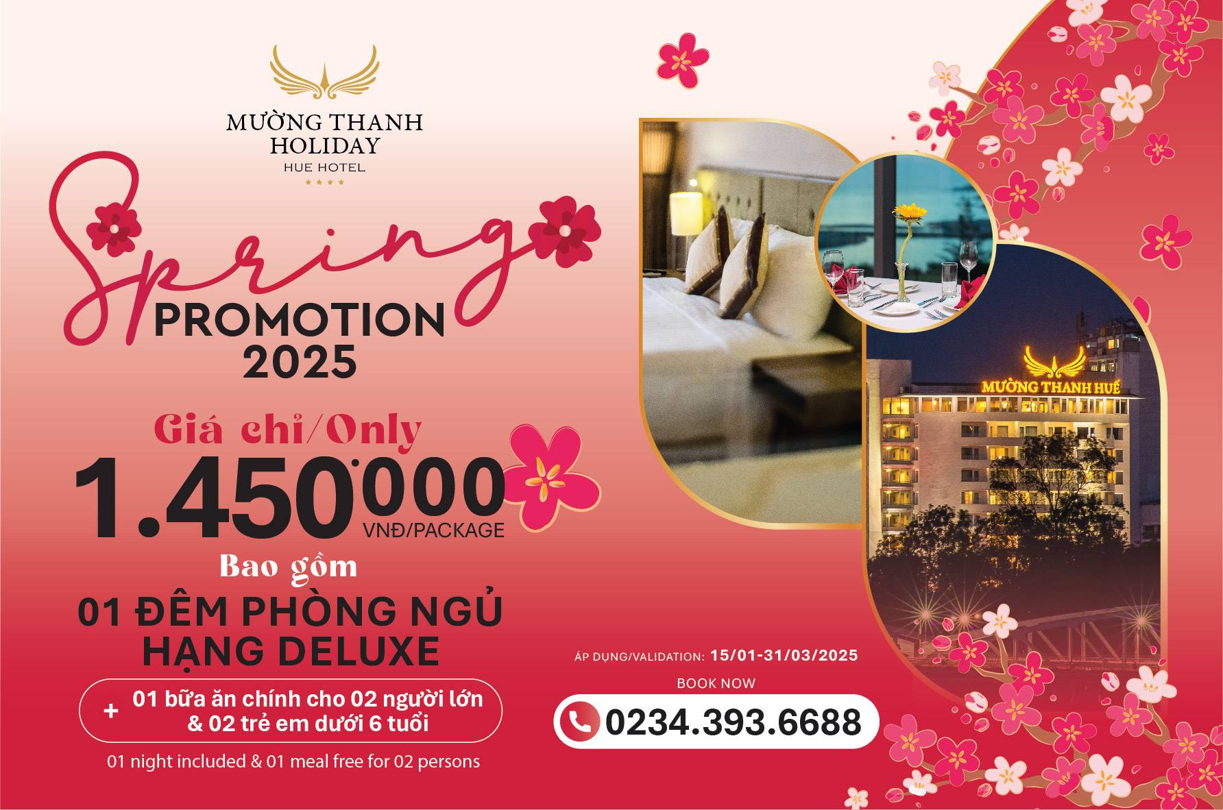 [SPRING PROMOTION | HUẾ] Nghỉ dưỡng 2N1Đ + 01 bữa ăn chính