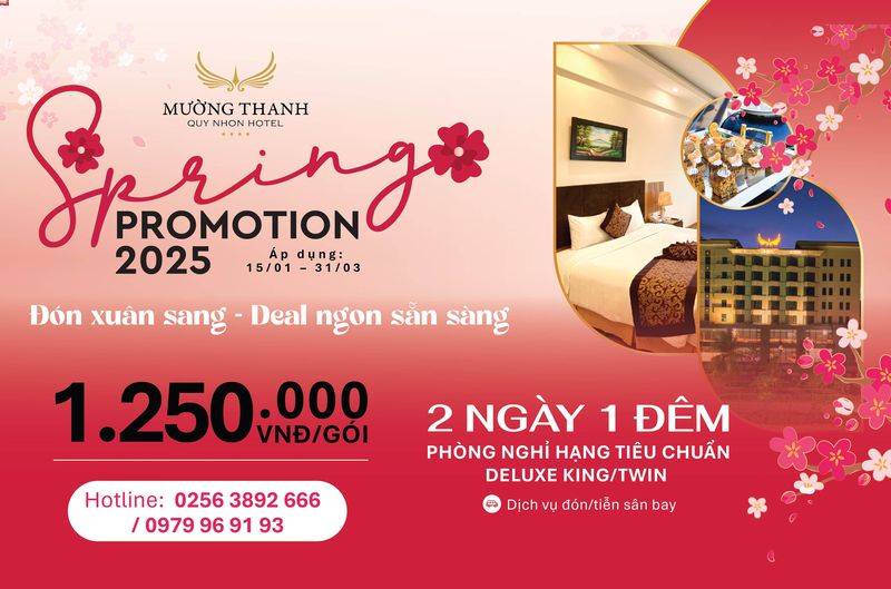 [SPRING PROMOTION 2025 | QUY NHƠN] Nghỉ dưỡng 2N1Đ + Tặng 01 lượt đón/tiễn sân bay