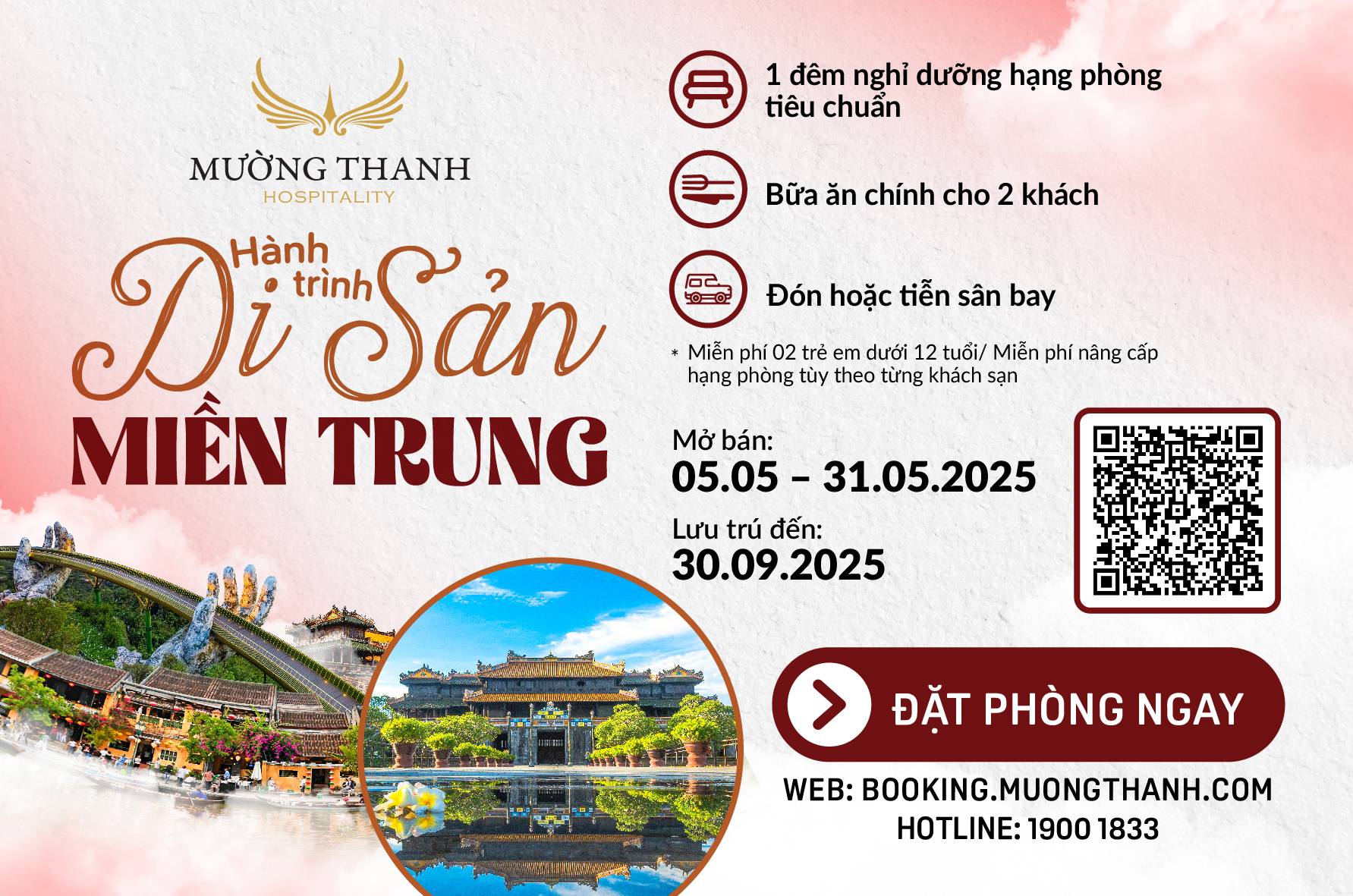 [Hành trình di sản miền Trung] Nghỉ dưỡng 2N1Đ + 01 bữa ăn chính/Đón hoặc tiễn sân bay