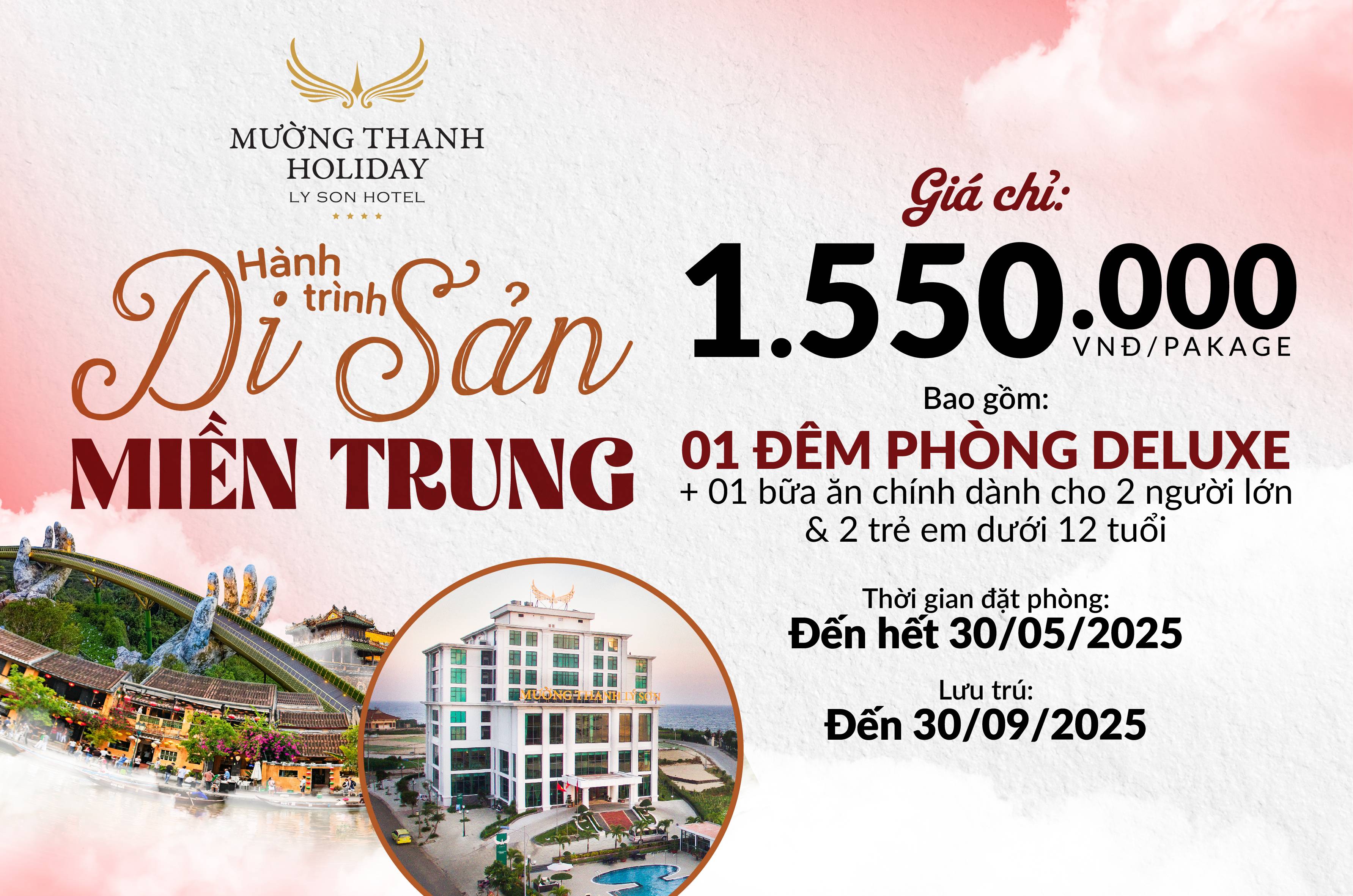 [Hành trình di sản miền Trung] Nghỉ dưỡng 2N1Đ + 01 bữa ăn chính