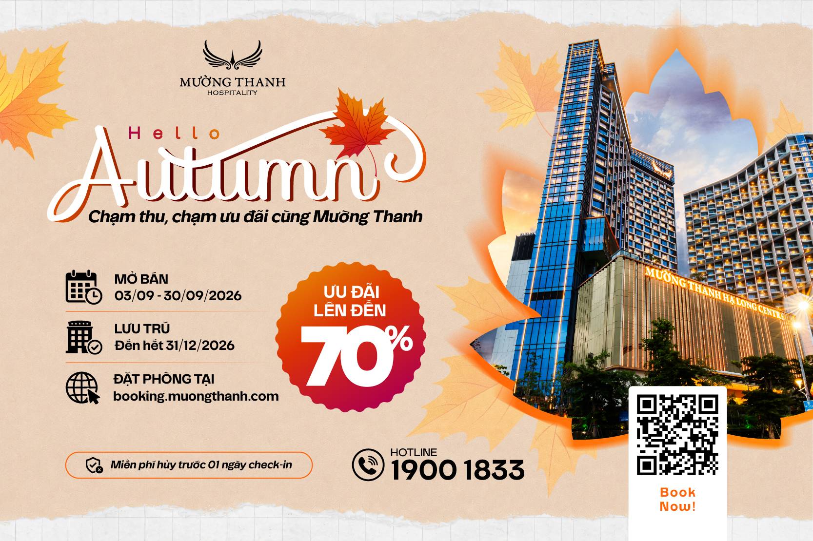 [HELLO AUTUMN 2026] Ưu đãi vàng tại các khách sạn Mường Thanh